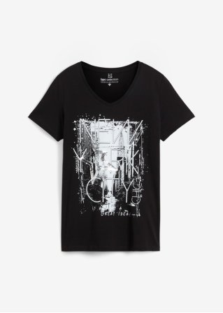 T-Shirt in schwarz von vorne - bpc selection