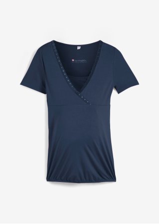 Umstandsshirt / Stillshirt, Spitze in blau von vorne - bpc bonprix collection