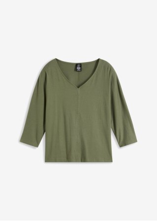 Shirt aus Bio-Baumwolle, 3/4 Arm in grün von vorne - bpc bonprix collection