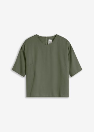 fließendes Blusenshirt aus Lyocell in grün von vorne - bpc bonprix collection