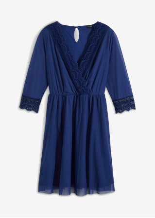 Mesh-Kleid mit Spitze in blau von vorne - BODYFLIRT