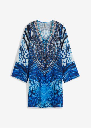 Sommerkleid in blau von vorne - BODYFLIRT boutique