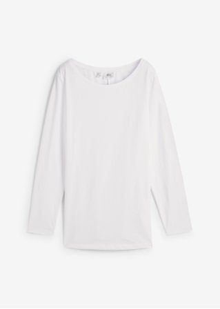 Lockeres Langarm-Shirt in weiß von vorne - bpc bonprix collection