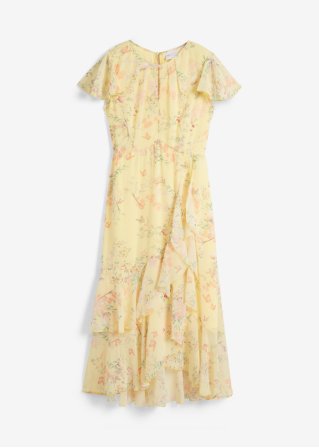 Kleid mit Volants in gelb von vorne - bpc selection