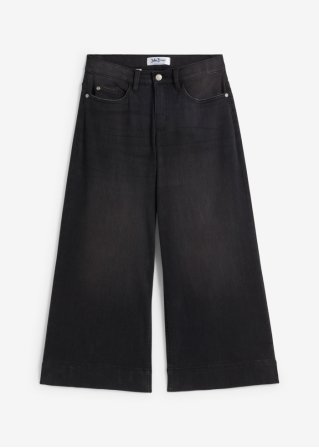 7/8 Ultra-Soft-Jeans, Culotte in schwarz von vorne - John Baner JEANSWEAR