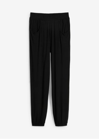Leichte Jersey-Hose mit Bequembund und Gummizugsaum in schwarz von vorne - bpc bonprix collection