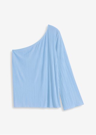 One-Shoulder Bluse in blau von vorne - BODYFLIRT boutique