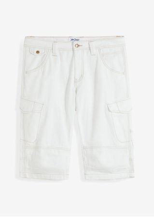 Jeans-Long-Bermuda, Loose Fit in weiß von vorne - John Baner JEANSWEAR