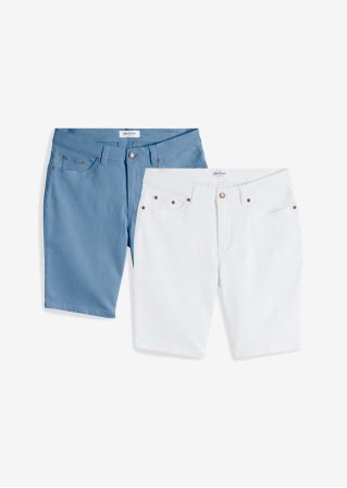 Stretch-Jeans-Bermuda, Regular Fit (2er Pack) in blau von vorne - John Baner JEANSWEAR