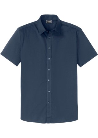 Stretch-Kurzarmhemd, Slim Fit in blau von vorne - RAINBOW