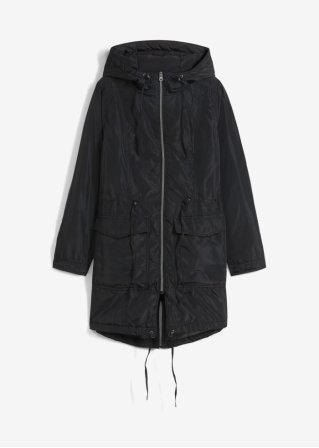 Leicht wattierter Mantel mit Tunnelzug in schwarz von vorne - bpc bonprix collection