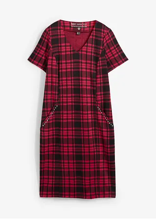 Jaquardkleid mit dekorativen Nieten in rot von vorne - bonprix Jaquardkleid mit dekorativen Nieten in rot von vorne - bonprix