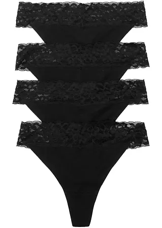 String (4er Pack) in schwarz von vorne - bonprix String (4er Pack) in schwarz von vorne - bonprix