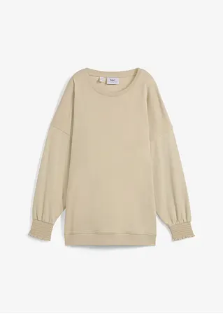 Oversize Langarmshirt mit Ballonärmeln in beige von vorne - bonprix Oversize Langarmshirt mit Ballonärmeln in beige von vorne - bonprix