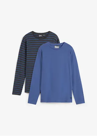 Langarmshirt aus reiner Bio-Baumwolle (2er Pack) in grau von vorne - bonprix Langarmshirt aus reiner Bio-Baumwolle (2er Pack) in grau von vorne - bonprix