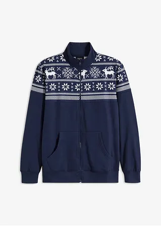 Sweatjacke mit Norwegermuster und Stehkragen in blau von vorne - bonprix Sweatjacke mit Norwegermuster und Stehkragen in blau von vorne - bonprix