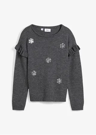 Mädchen Strickpullover in grau von vorne - bonprix Mädchen Strickpullover in grau von vorne - bonprix