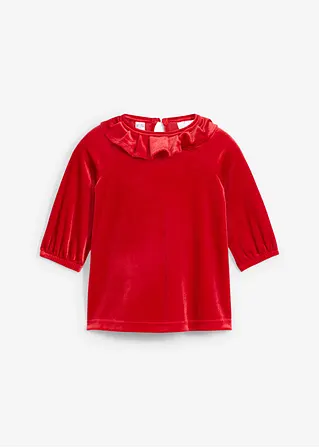 Baby Samtkleid mit Volants in rot von vorne - bonprix Baby Samtkleid mit Volants in rot von vorne - bonprix