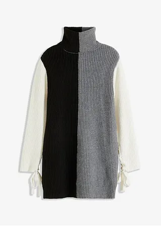 3 farbiger Longpullover in schwarz von vorne - bonprix 3 farbiger Longpullover in schwarz von vorne - bonprix
