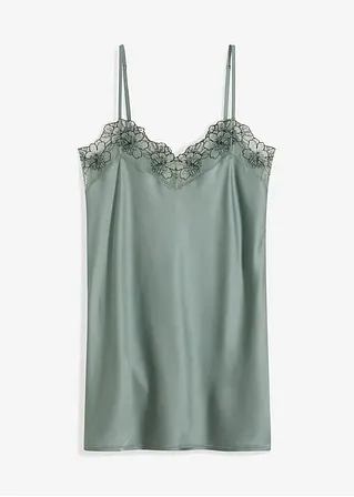 Satin Negligé mit floraler Stickerei in grau von vorne - bonprix Satin Negligé mit floraler Stickerei in grau von vorne - bonprix