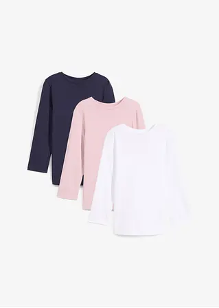 Langarmshirt (3er Pack) aus reiner Bio-Baumwolle in blau von vorne - bonprix Langarmshirt (3er Pack) aus reiner Bio-Baumwolle in blau von vorne - bonprix