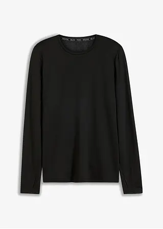 Funktionsshirt mit Mesh und Daumenloch in schwarz von vorne - bonprix Funktionsshirt mit Mesh und Daumenloch in schwarz von vorne - bonprix