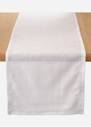 Bio Baumwoll Tischläufer mit Ziernaht in weiß von vorne - bonprix Bio Baumwoll Tischläufer mit Ziernaht in weiß von vorne - bonprix