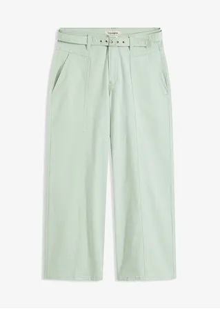Stretch-Twill-Culotte mit Gürtel in grün von vorne - bonprix Stretch-Twill-Culotte mit Gürtel in grün von vorne - bonprix