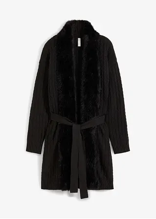 Strickmantel mit Fake Fur in schwarz von vorne - bonprix Strickmantel mit Fake Fur in schwarz von vorne - bonprix