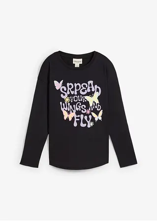 Langarmshirt aus reiner Bio-Baumwolle in schwarz von vorne - bonprix Langarmshirt aus reiner Bio-Baumwolle in schwarz von vorne - bonprix