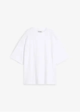 Oversize-Shirt aus reiner schwerer Bio-Baumwolle in weiß von vorne - bonprix Oversize-Shirt aus reiner schwerer Bio-Baumwolle in weiß von vorne - bonprix