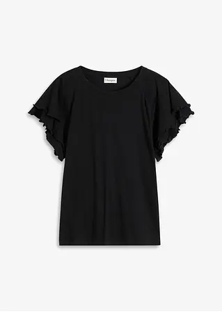 Shirt mit verspielten Ärmeln in schwarz von vorne - bonprix Shirt mit verspielten Ärmeln in schwarz von vorne - bonprix