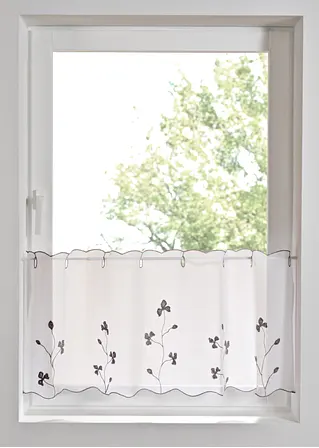Scheibengardine mit recyceltem Polyester und Stickerei in weiß - bonprix Scheibengardine mit recyceltem Polyester und Stickerei in weiß - bonprix
