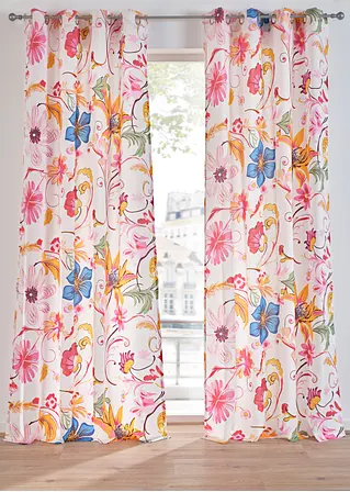 Gardine aus recyceltem Polyester mit Blumendruck (1er Pack) in bunt - bonprix Gardine aus recyceltem Polyester mit Blumendruck (1er Pack) in bunt - bonprix