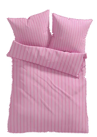Bettwäsche mit Pompons in rosa von vorne - bonprix Bettwäsche mit Pompons in rosa von vorne - bonprix