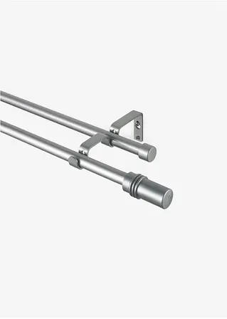 Gardinenstange mit Endstück Zylinder in silber von vorne - bonprix Gardinenstange mit Endstück Zylinder in silber von vorne - bonprix