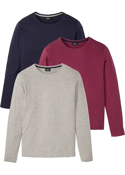 Langarmshirt (3er Pack) in grau von vorne - bonprix Langarmshirt (3er Pack) in grau von vorne - bonprix