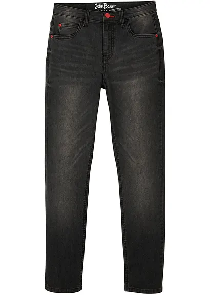 Jungen Jeans mit cooler Waschung, Slim Fit in grau von vorne - John Baner JEANSWEAR Jungen Jeans mit cooler Waschung, Slim Fit in grau von vorne - John Baner JEANSWEAR