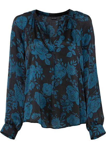 Bedruckte Tunikabluse in schwarz von vorne - bonprix Bedruckte Tunikabluse in schwarz von vorne - bonprix