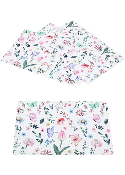 Tischset mit Blümchen Druck (4er Pack) in weiß - bonprix Tischset mit Blümchen Druck (4er Pack) in weiß - bonprix