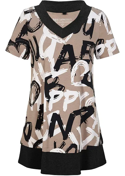 Long-Shirt mit Kurzarm in braun von vorne - bonprix Long-Shirt mit Kurzarm in braun von vorne - bonprix