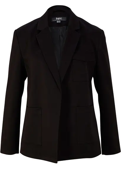 Blazer mit Taschen mit recyceltem Polyester in schwarz von vorne - bpc bonprix collection Blazer mit Taschen mit recyceltem Polyester in schwarz von vorne - bpc bonprix collection