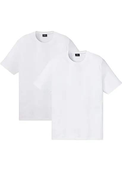 T-Shirt (2er Pack) aus reiner Bio-Baumwolle in weiß von vorne - bonprix T-Shirt (2er Pack) aus reiner Bio-Baumwolle in weiß von vorne - bonprix