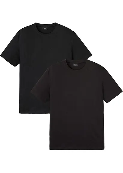 T-Shirt (2er Pack) aus reiner Bio-Baumwolle in schwarz von vorne - bonprix T-Shirt (2er Pack) aus reiner Bio-Baumwolle in schwarz von vorne - bonprix