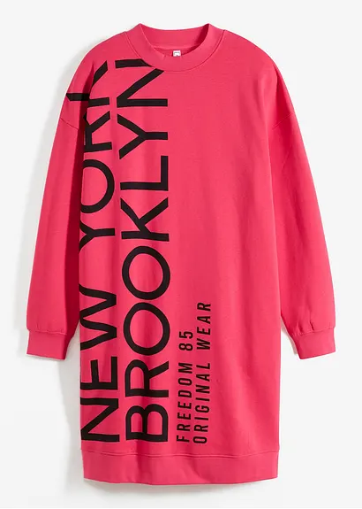 Oversize-Sweatkleid aus weichem Baumwoll-Mix in pink von vorne - bonprix Oversize-Sweatkleid aus weichem Baumwoll-Mix in pink von vorne - bonprix