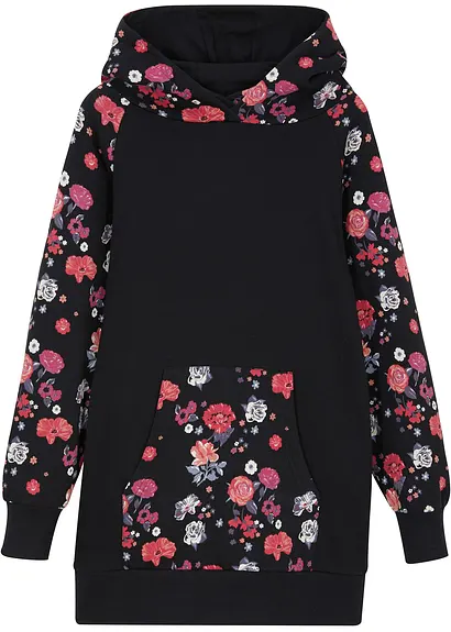 Sweatkleid aus reiner Baumwolle in schwarz von vorne - bonprix Sweatkleid aus reiner Baumwolle in schwarz von vorne - bonprix