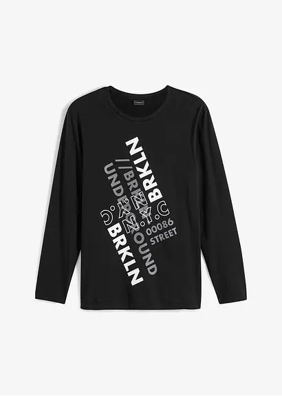 Langarmshirt aus reiner Bio-Baumwolle in schwarz von vorne - bonprix Langarmshirt aus reiner Bio-Baumwolle in schwarz von vorne - bonprix
