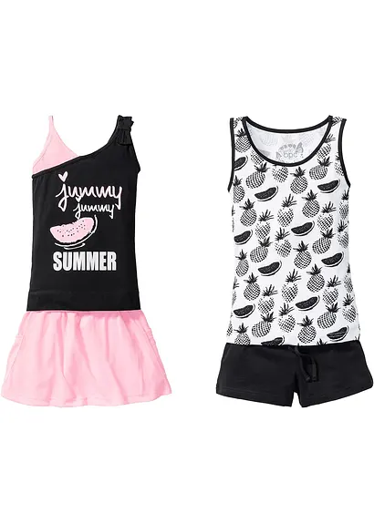 Mädchen Top + Shorts + Rock (4-tlg. Set) in schwarz von vorne - bonprix Mädchen Top + Shorts + Rock (4-tlg. Set) in schwarz von vorne - bonprix