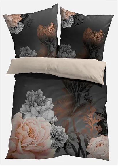 Wendebettwäsche mit Blumen Design in schwarz - bonprix Wendebettwäsche mit Blumen Design in schwarz - bonprix