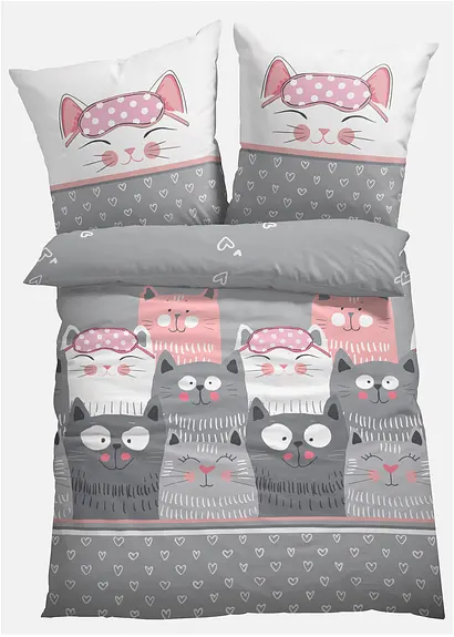 Bettwäsche mit Katze in grau - bonprix Bettwäsche mit Katze in grau - bonprix